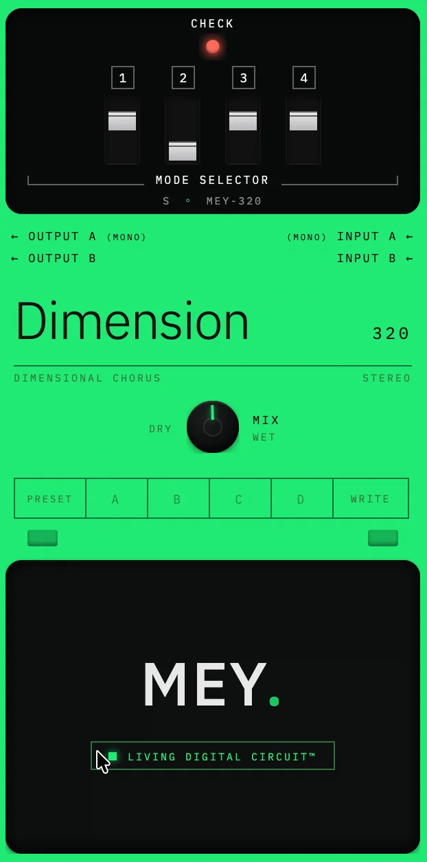 The MEY 320 plug-in interface