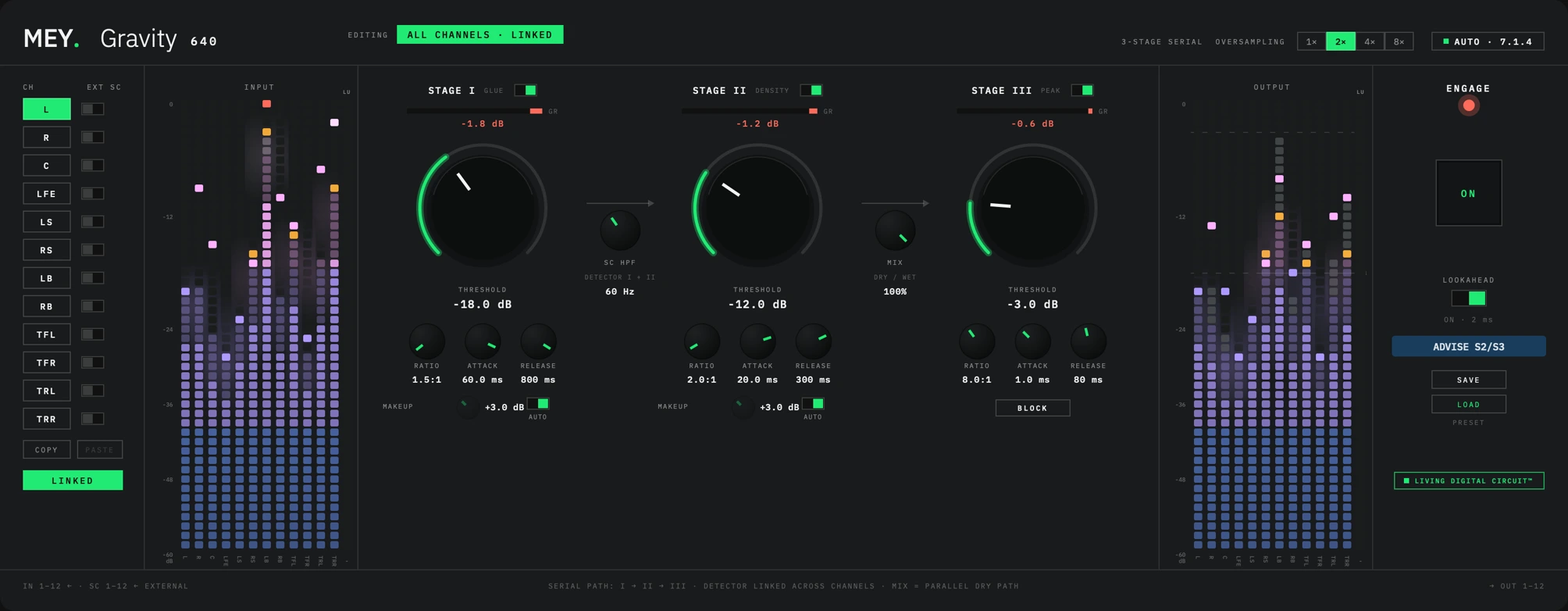 The MEY 640 Gravity plug-in interface